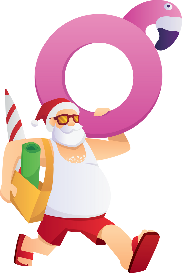 Santa Going to Beach